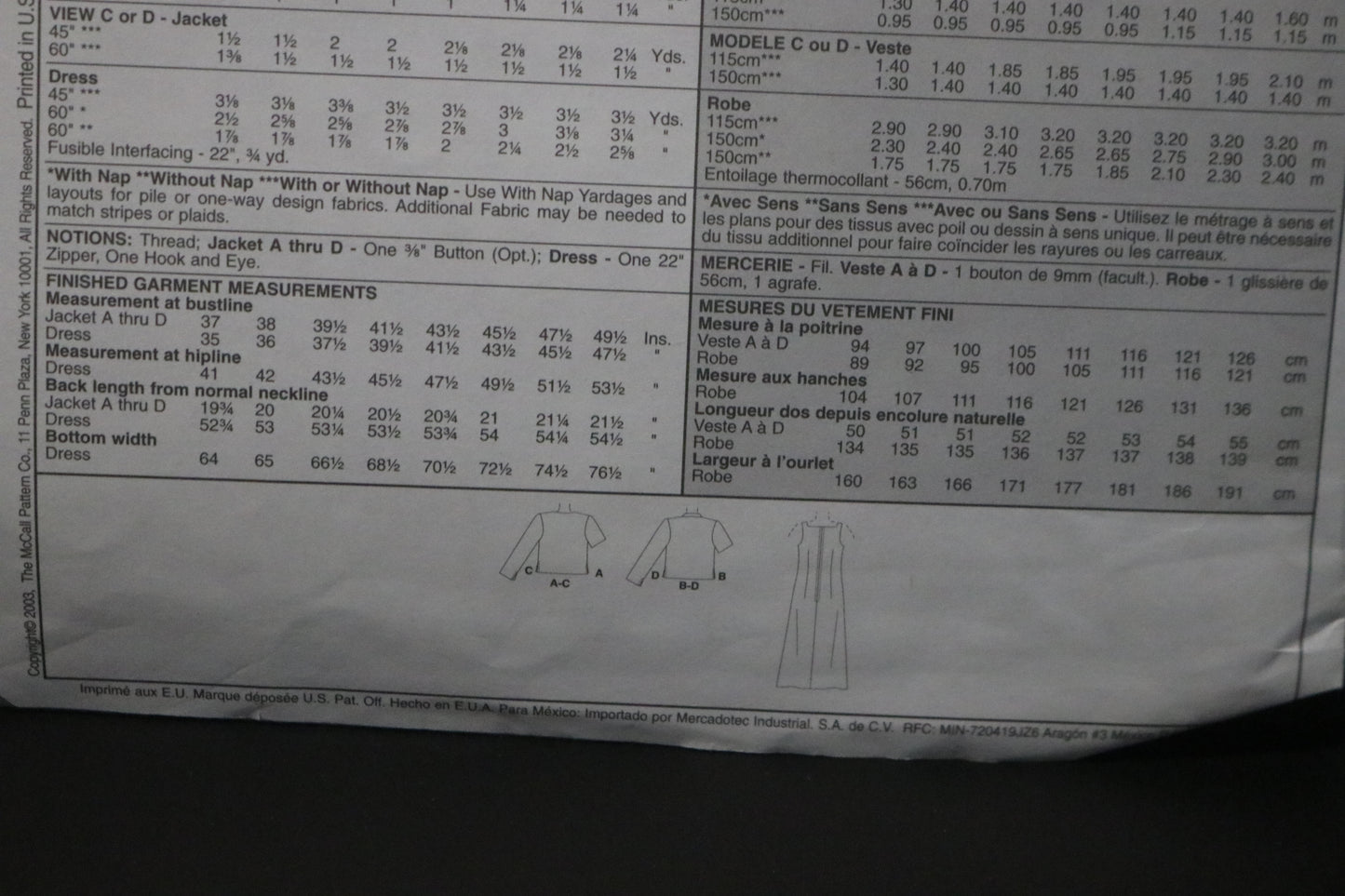 McCalls 4054 Misses / Miss Petite Unlined Jacket and Dress Sewing Pattern - UNCUT - Size 12 14 16