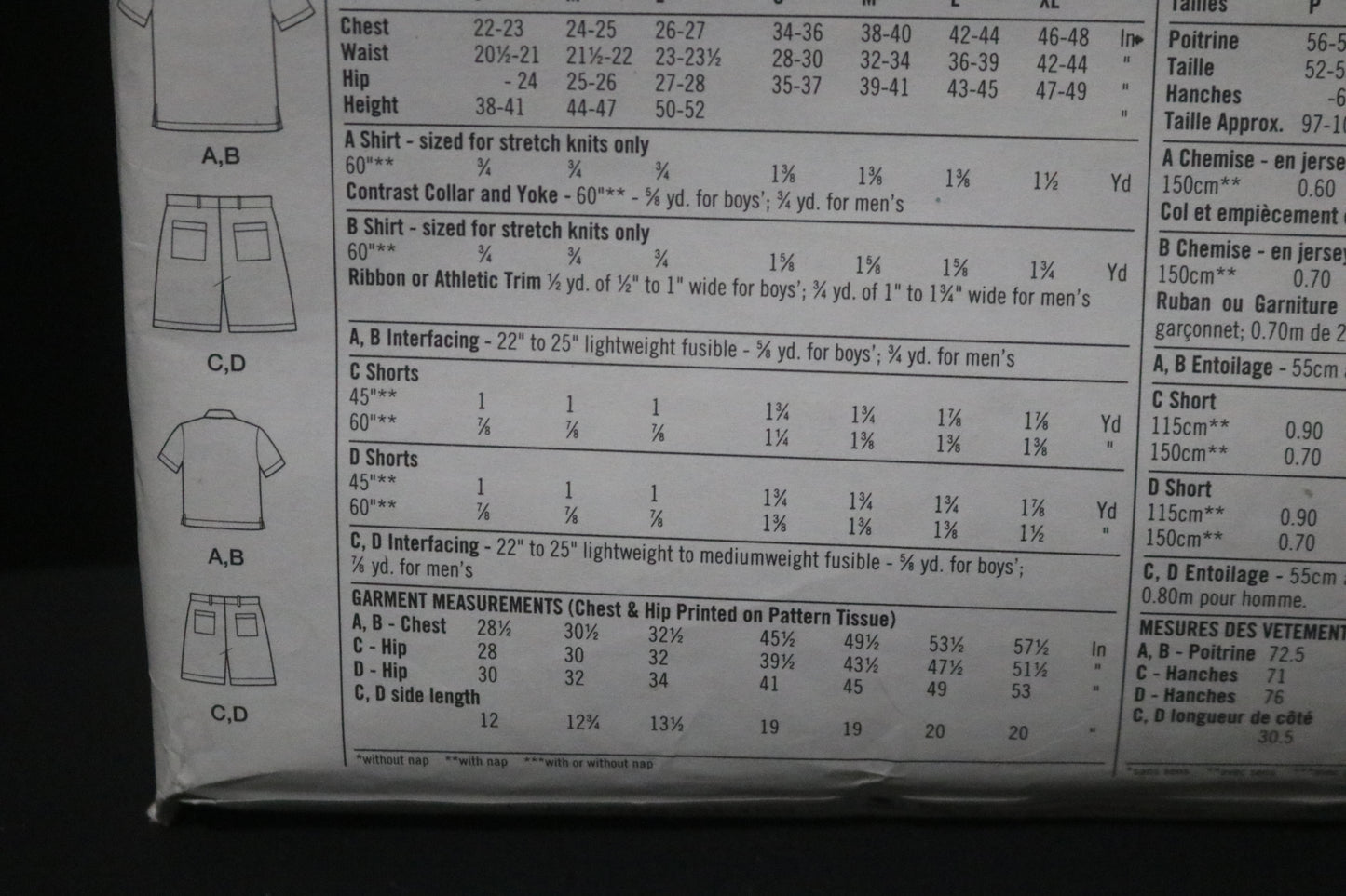 Simplicity 5209 Boys and Men's Shorts and Knit Shirt Sewing Pattern UNCUT Boys Size S M L Mens Size S M L XL