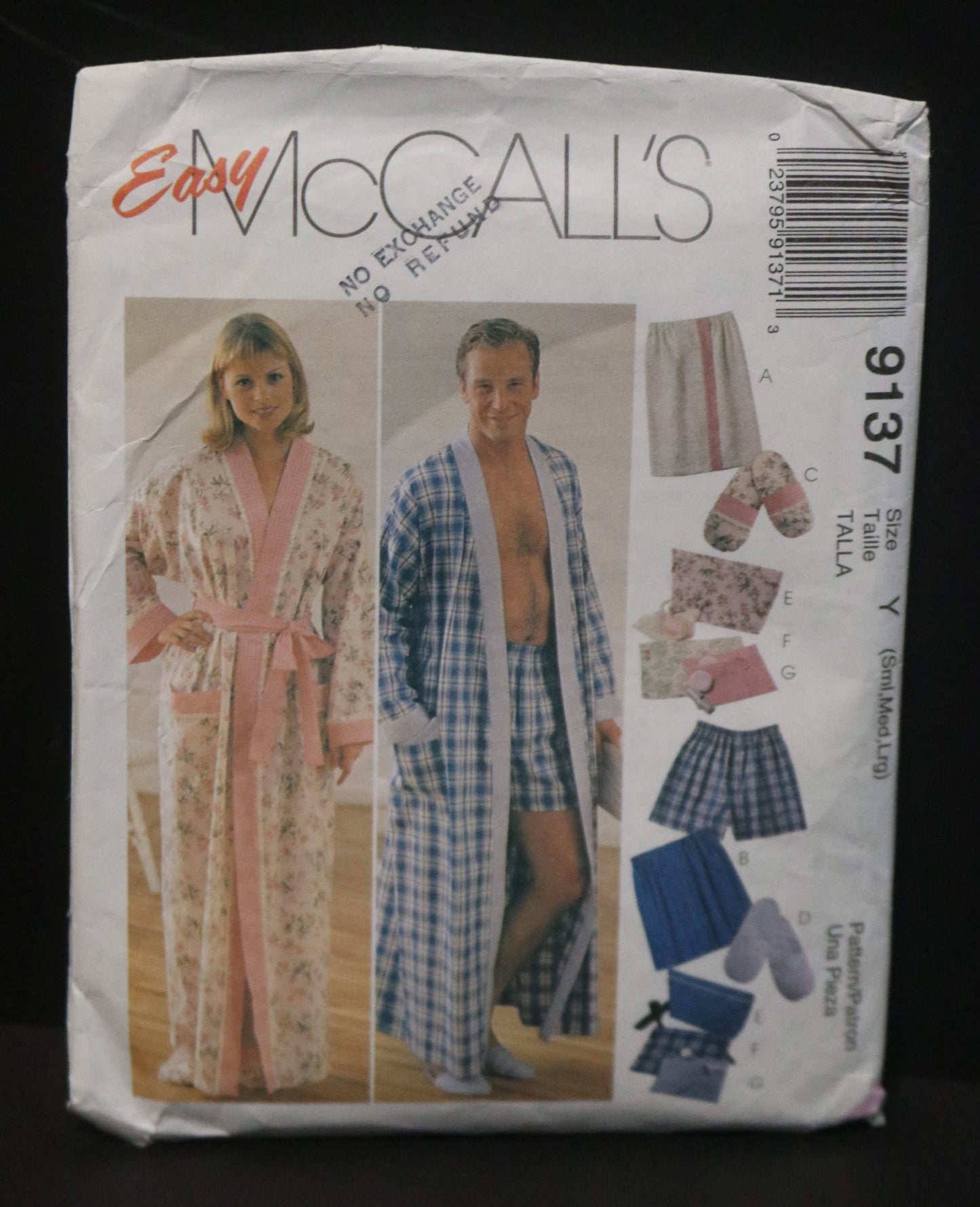 McCalls 9137 Misses and Mens Robe and Gift Accessories Sewing Pattern - UNCUT  - Size Sml Med Lrg