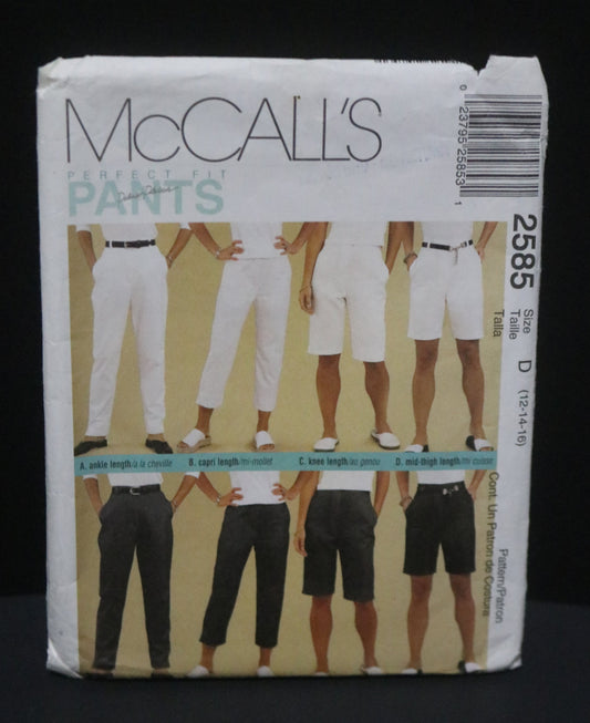 McCalls 2585  Palmer / Pletsch Misses Perfect Fit Pants in Four Lengths Sewing Pattern UNCUT  Size 12 14 16