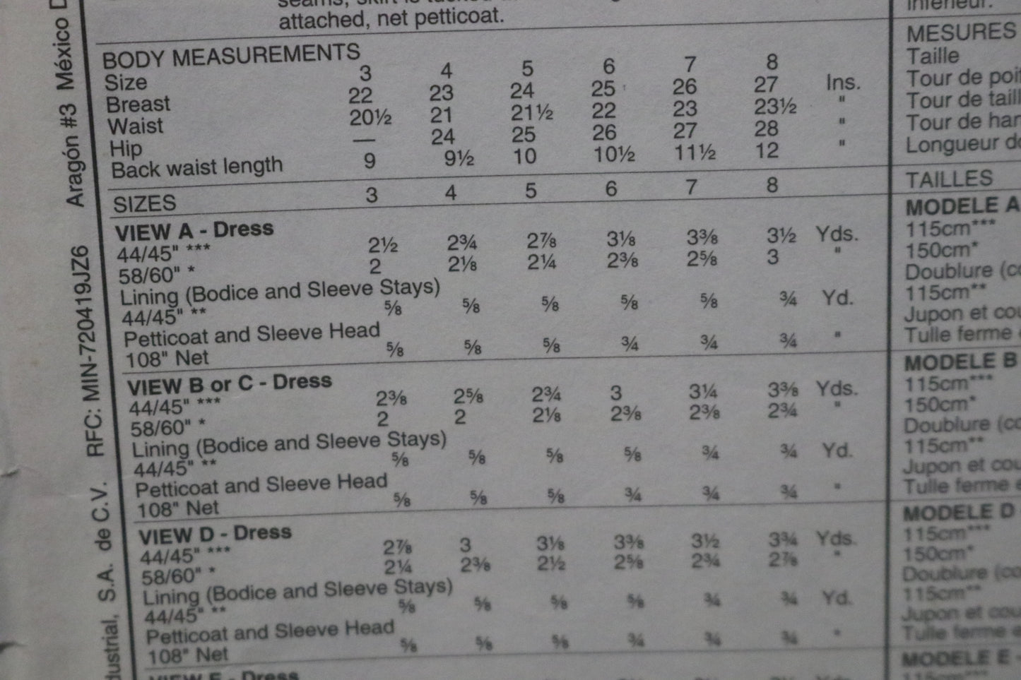 McCalls 5827 Children's Girls Dress Sewing Pattern UNCUT Size 6