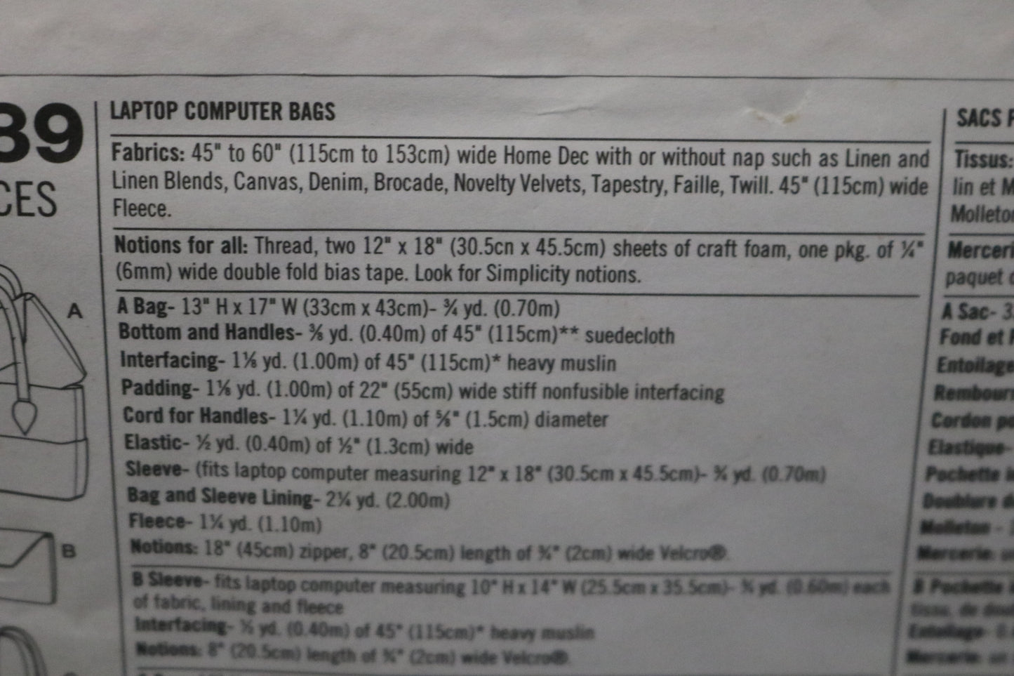 Simplicity 3889 Andrea Schewe Laptop Computer Bags Sewing Pattern - UNCUT