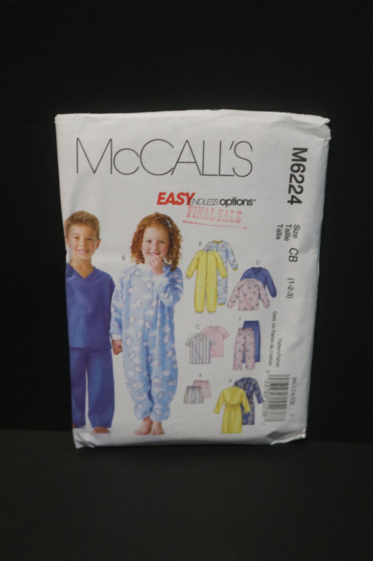 McCalls 6224 Children's Boys and Girls Robe Belt Jumpsuit Top Shorts and Pants Sewing Pattern UNCUT Size 1 2 3 or Size 4 5 6