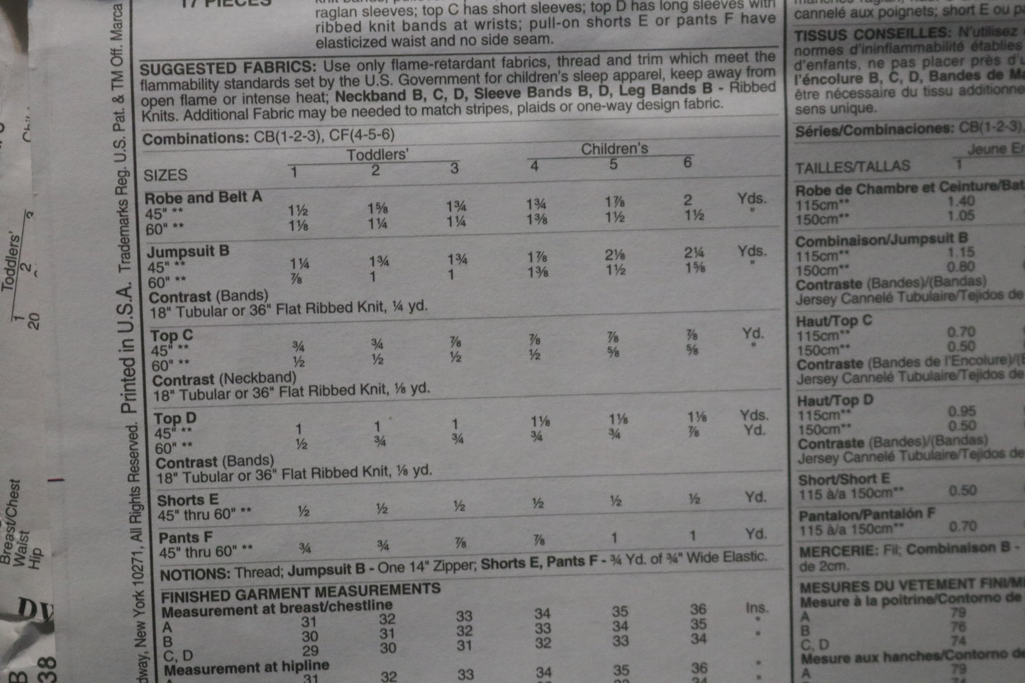 McCalls 6224 Children's Boys and Girls Robe Belt Jumpsuit Top Shorts and Pants Sewing Pattern UNCUT Size 1 2 3 or Size 4 5 6
