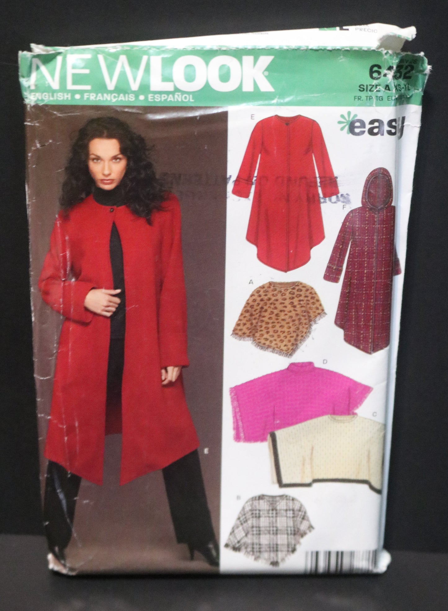New Look 6432 Misses Poncho and Coat Sewing Pattern - UNCUT - Size  XS - XL