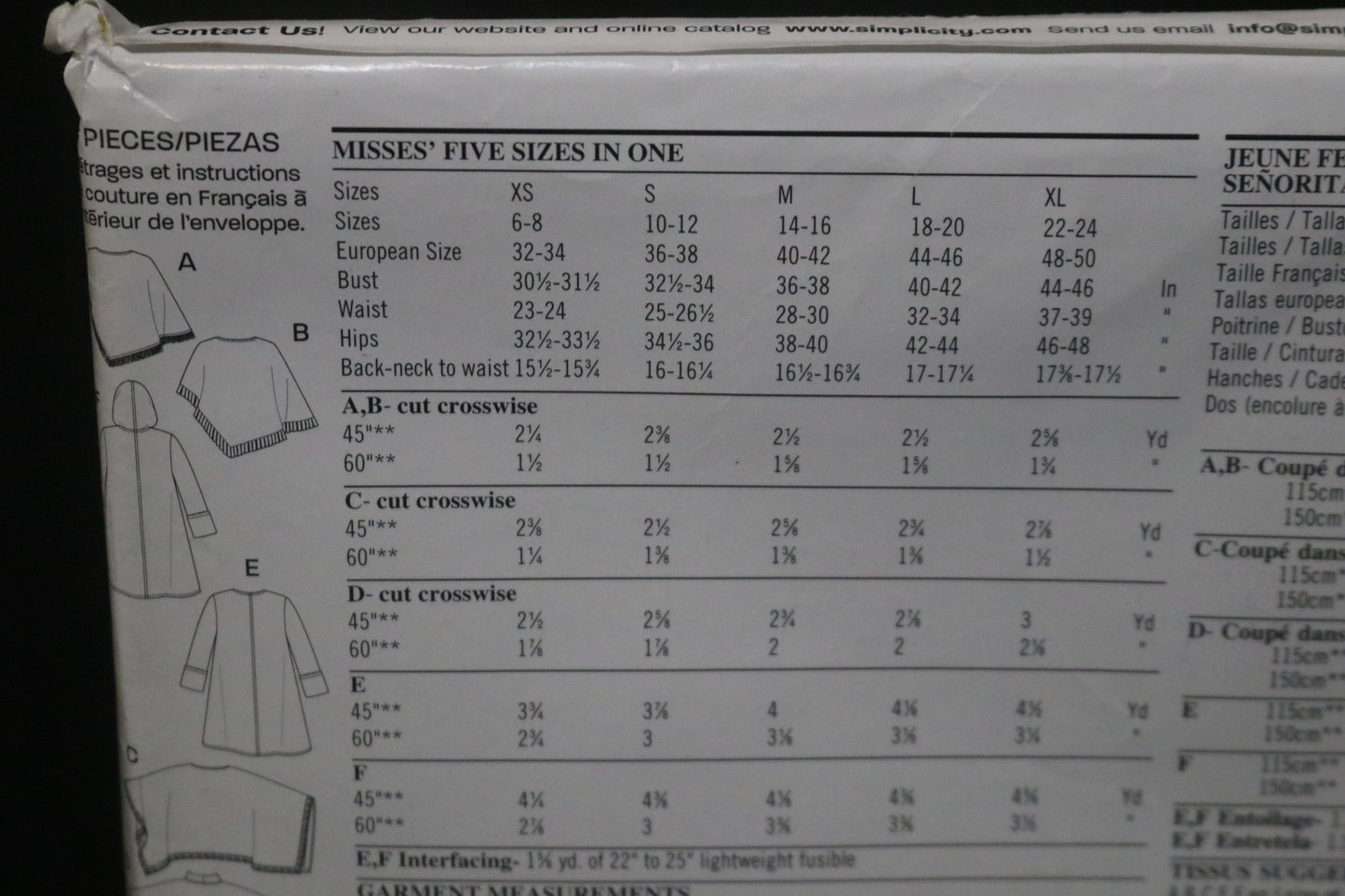 New Look 6432 Misses Poncho and Coat Sewing Pattern - UNCUT - Size  XS - XL