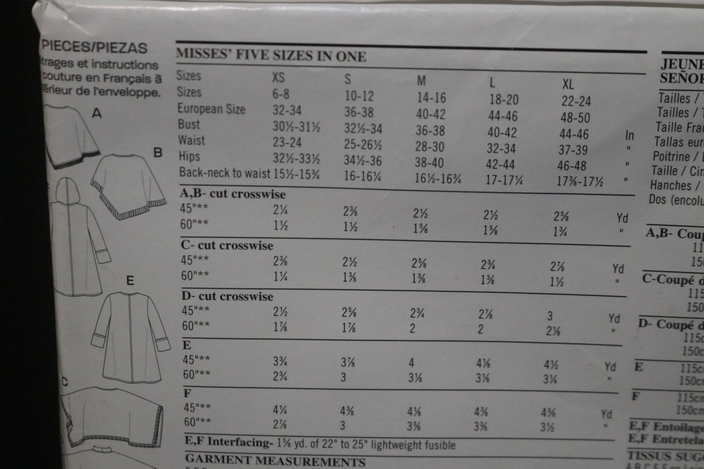 New Look 6432 Misses Poncho and Coat Sewing Pattern - UNCUT - Size  XS - XL