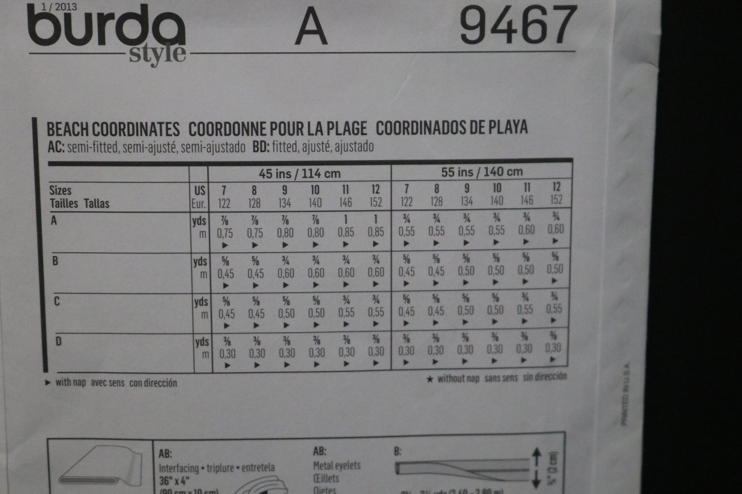 Burda Kids 9467 Beach coordinates Sewing Pattern UNCUT - Size 7 8 9 10 11 12