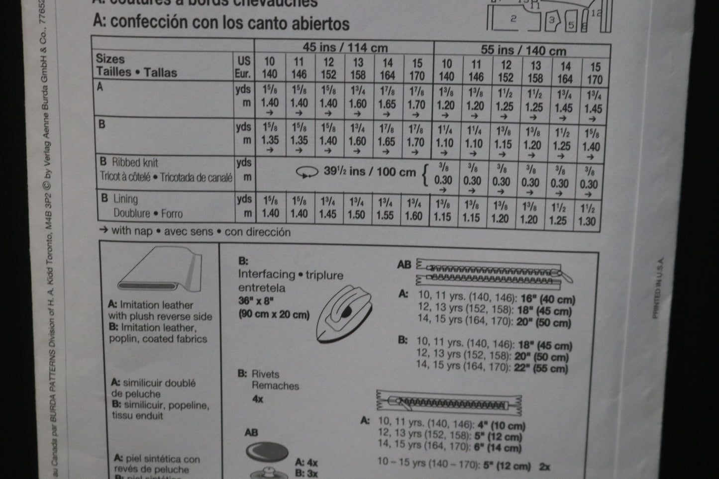 Burda 9592 Boys Teens Blouson Jacket Sewing Pattern UNCUT Size 10 11 12 14 15