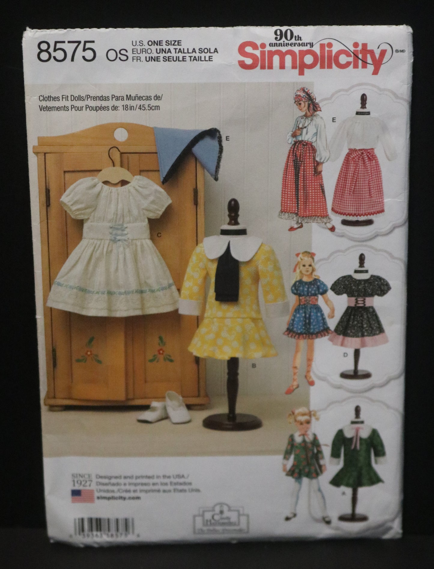 Simplicity 8575 18" Doll Costumes Sewing Pattern UNCUT