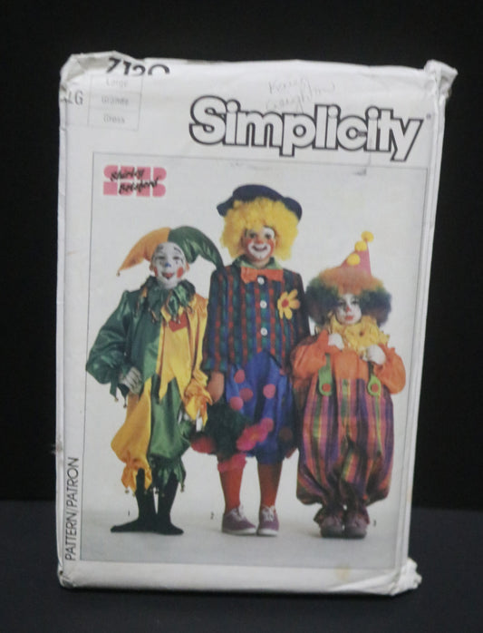 Simplicity 7120 Shirley Botsford Child's Boys and Girls Circus Jester, Hobo and Clown Costumes Sewing Pattern - UNCUT - Size LG ( 10 - 12 )