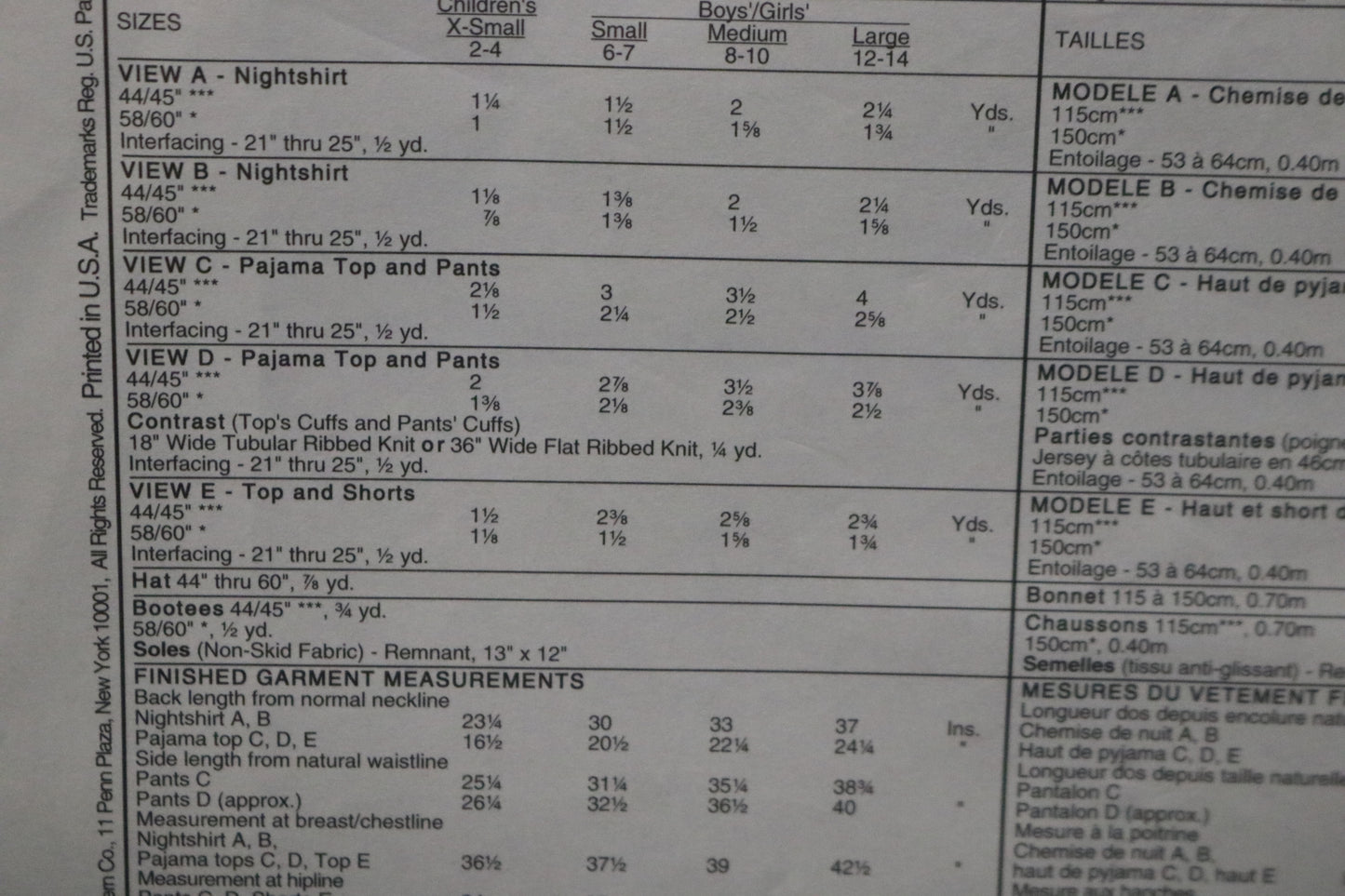 McCalls 7201 Children's Boys and Girls Sleepwear Sewing Pattern UNCUT Size Large ( 12,14)