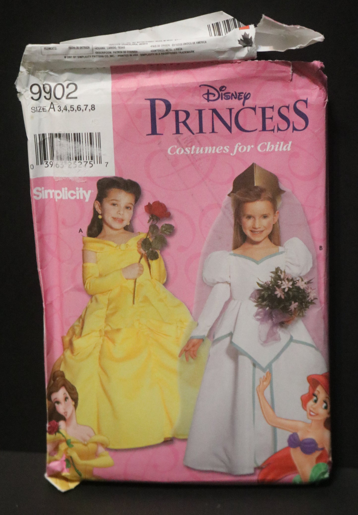 Simplicity 9902 Disney Princess Girls Belle and Ariel Costumes Sewing Pattern - UNCUT - Size 3 4 5 6 7 8