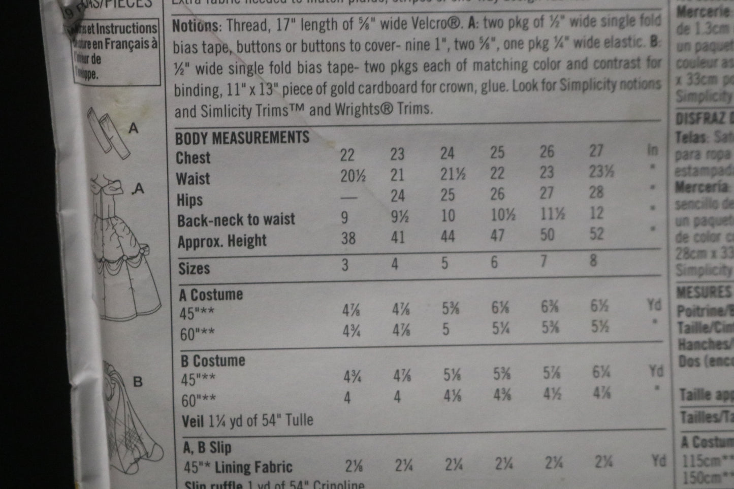 Simplicity 9902 Disney Princess Girls Belle and Ariel Costumes Sewing Pattern - UNCUT - Size 3 4 5 6 7 8