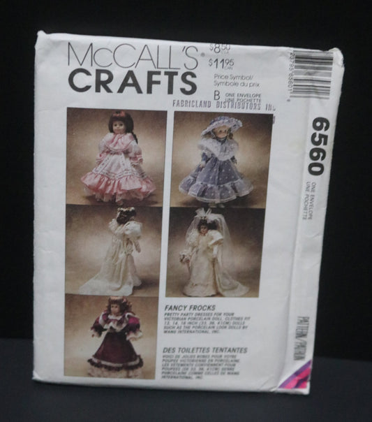 McCalls 6560 Doll Clothes, for 13", 14" and 16" dolls - Fancy Frocks Sewing Pattern UNCUT