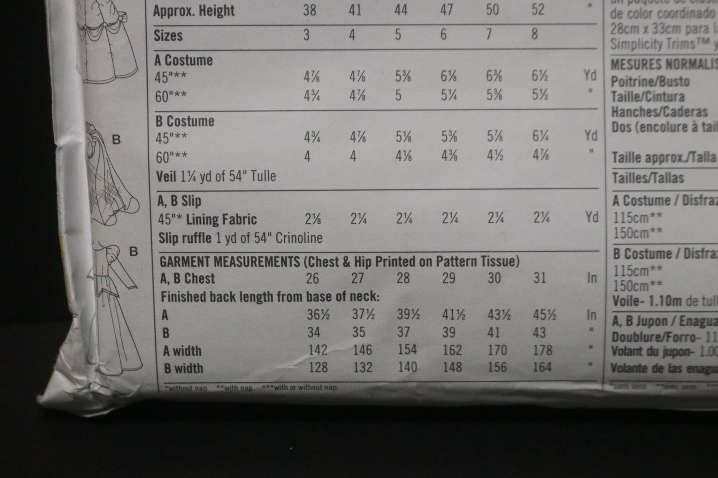 Simplicity 9902 Disney Princess Girls Belle and Ariel Costumes Sewing Pattern - UNCUT - Size 3 4 5 6 7 8