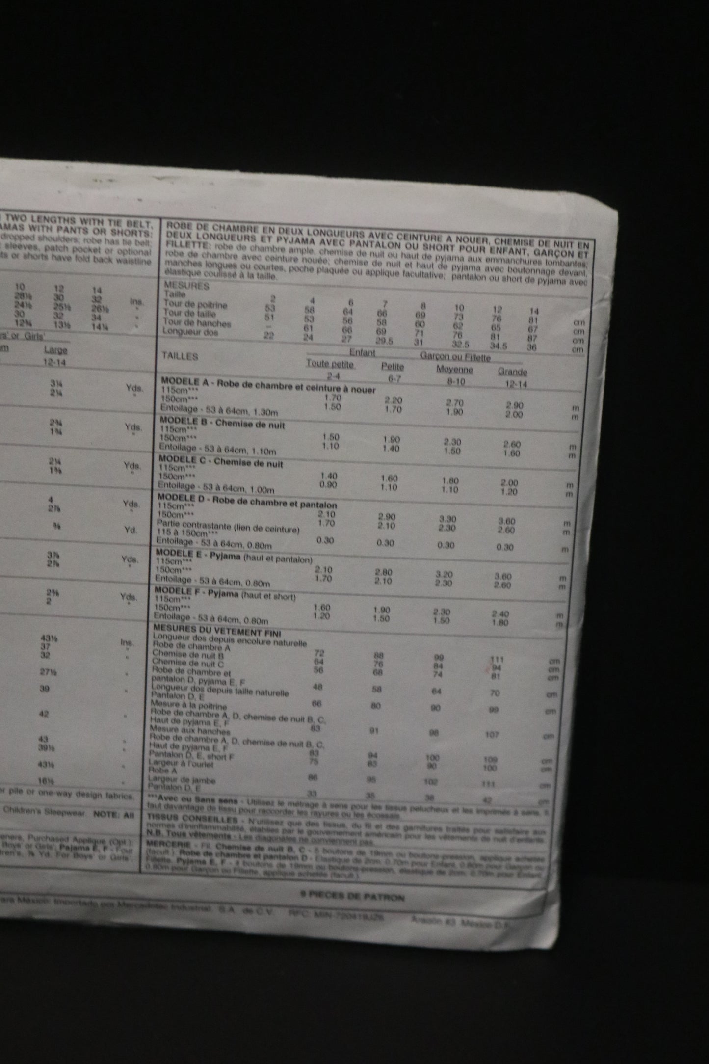 McCalls 6246 Children's Boys and Girls Robe in Two Lengths with Tie Belt, Nightshirt in Two Lengths and Pajamas or Shorts Sewing Pattern UNCUT Size Medium (8, 10)