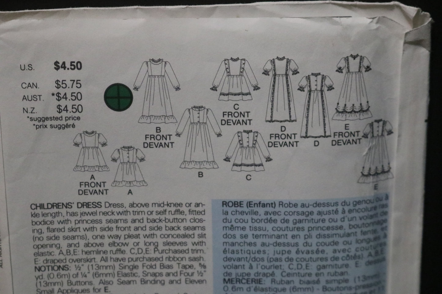 Butterick 3649 Girls Dress Sewing Pattern - UNCUT Size 5