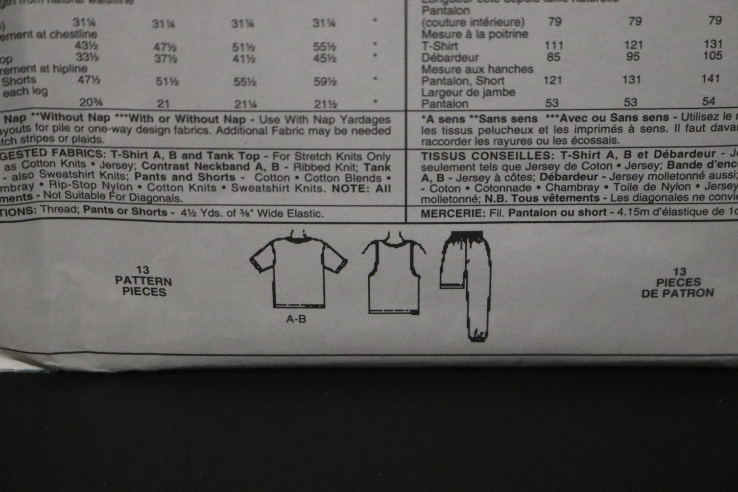 McCalls 5854 Gitano Men's T Shirt, Tank Top and Pants or Shorts and Pernament Transfer Sewing Pattern - UNCUT Size Small (34,36)