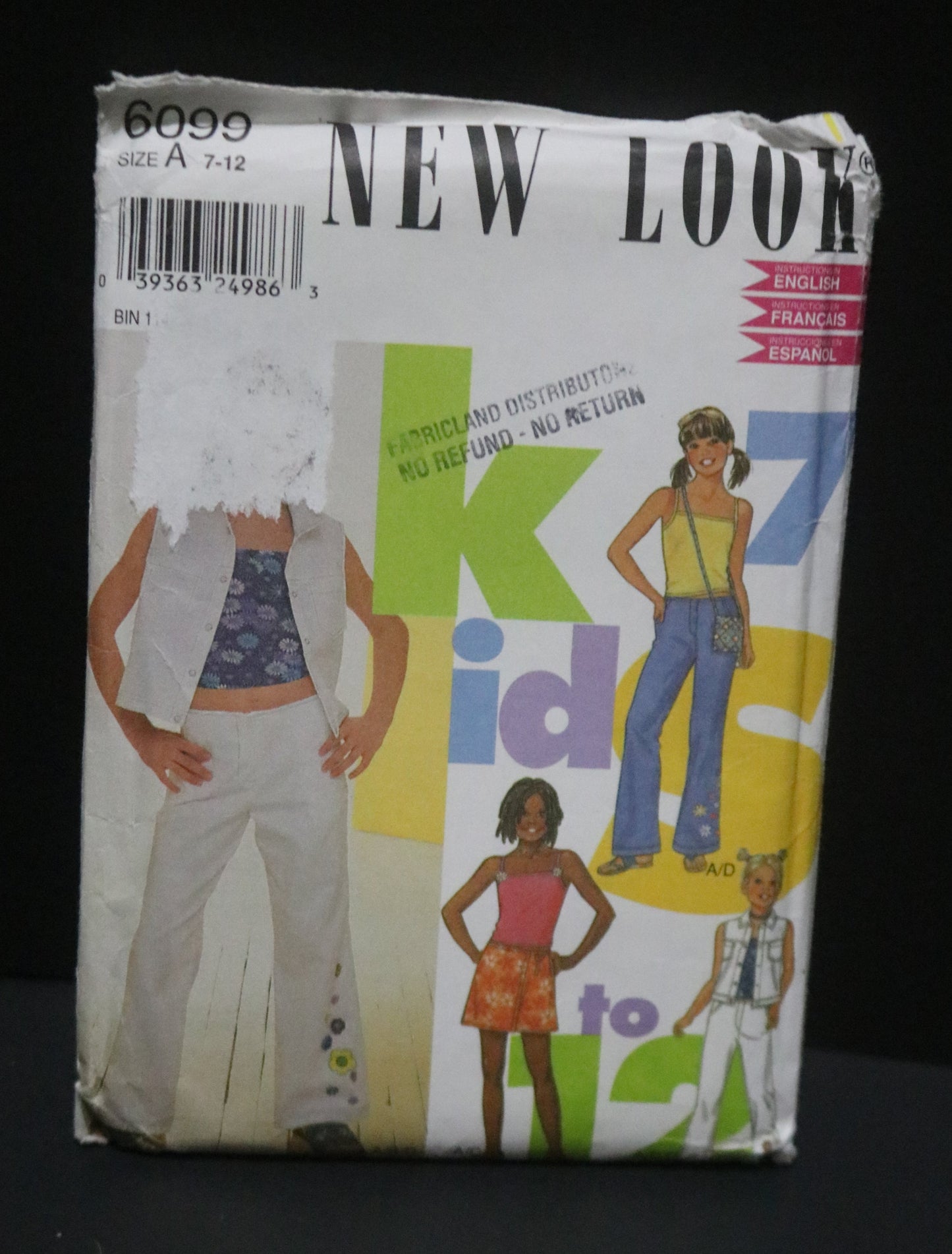 New Look 6099 Girls Top, Vest Skirt and Pants Sewing Pattern UNCUT Size 7 - 12