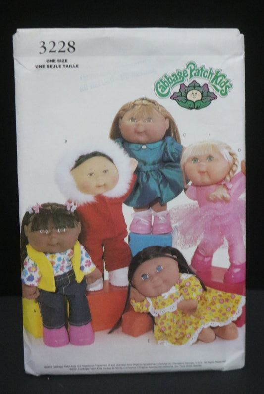 Butterick 3228 Cabbage Patch Kids Doll Clothes Sewing Pattern - UNCUT