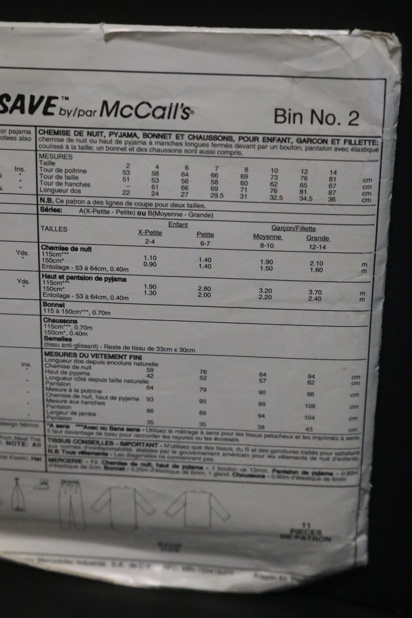 McCalls Stitch n Save 7386 Children's Boys and Girls Nightshirt Pajamas Hat and Bootees Sewing Pattern - UNCUT - Size Medium, Large