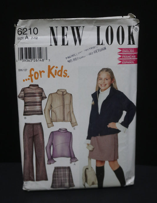 New Look 6210 Girls Jacket Top Pants and Skirt Sewing Pattern UNCUT Size 7 - 12