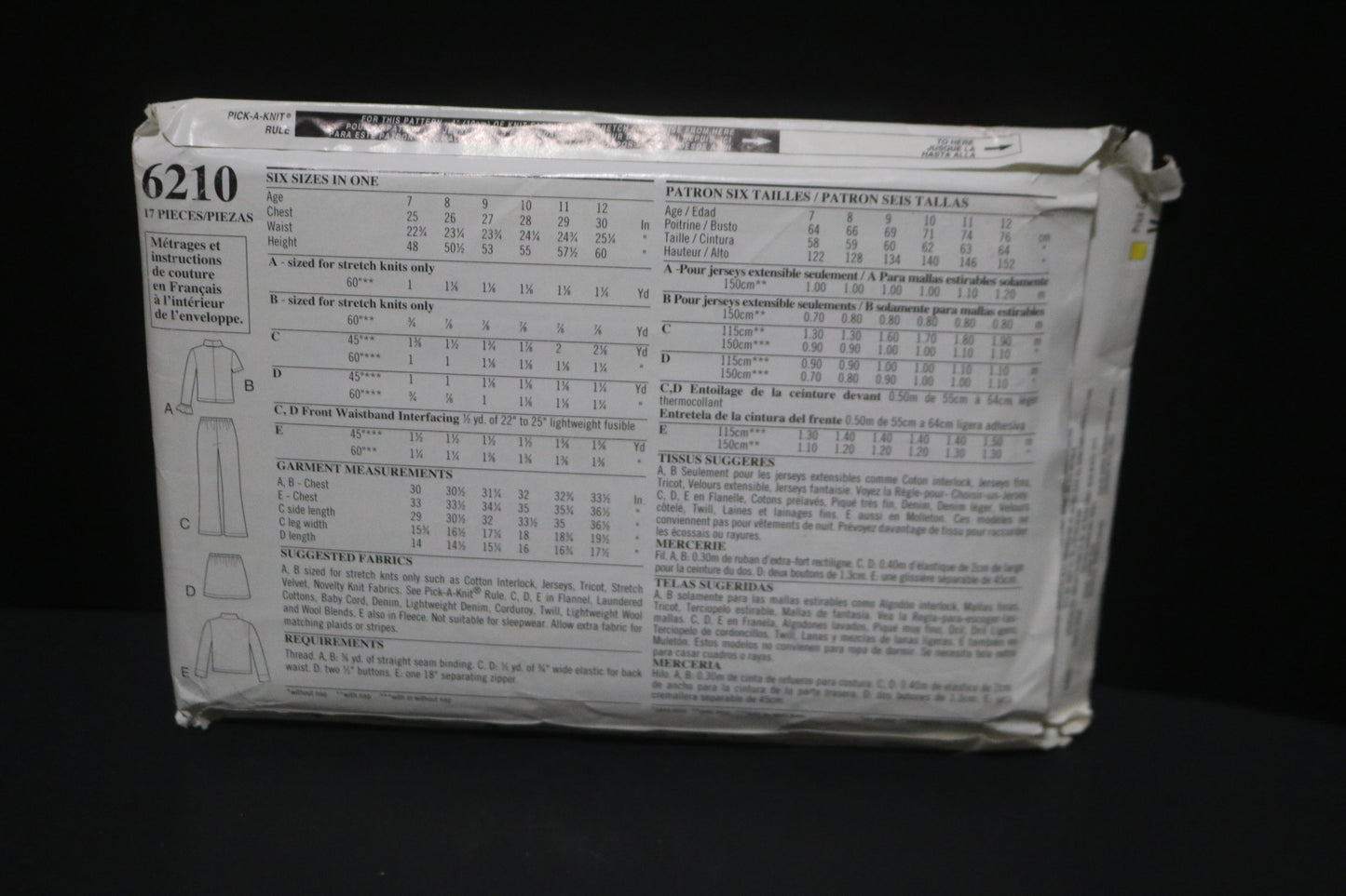 New Look 6210 Girls Jacket Top Pants and Skirt Sewing Pattern UNCUT Size 7 - 12