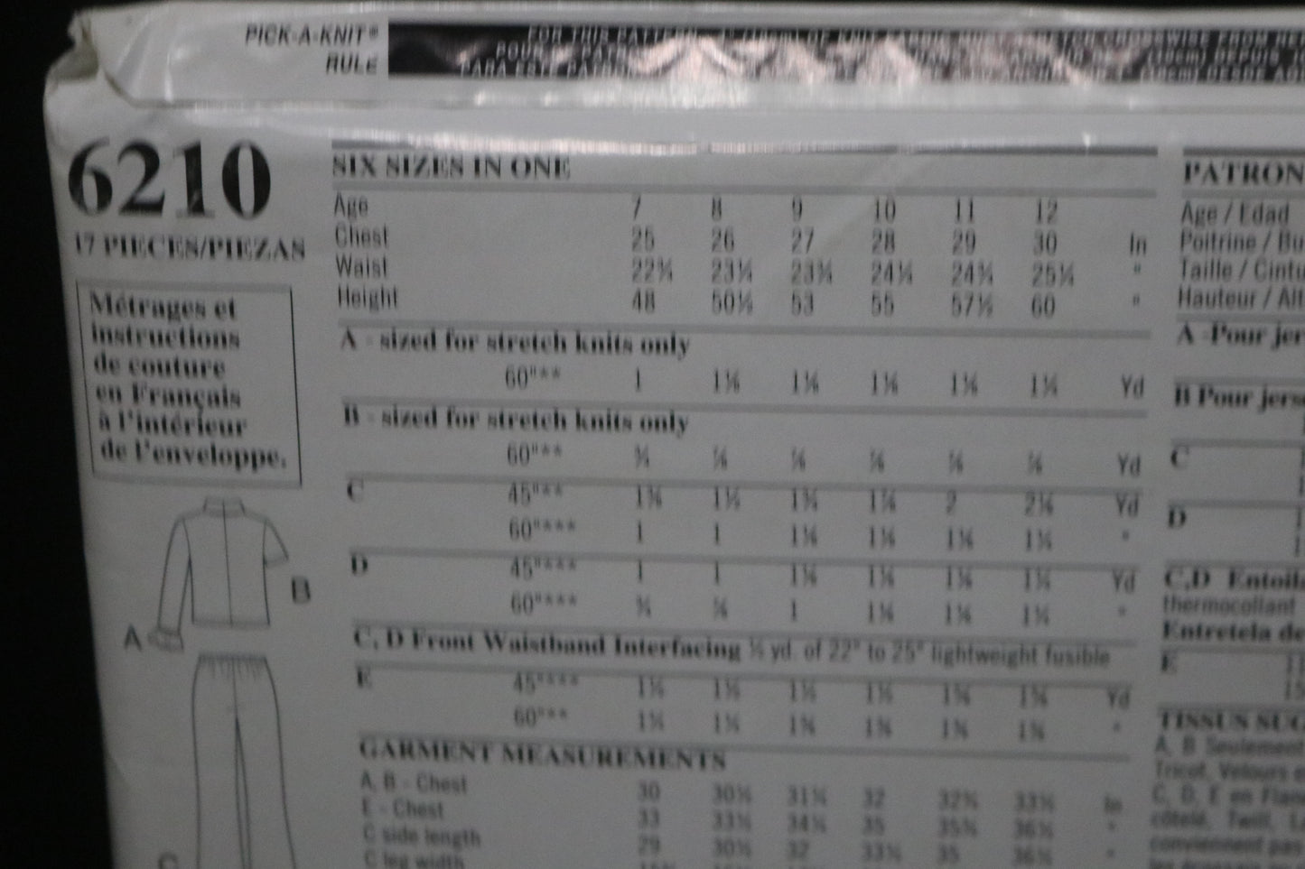 New Look 6210 Girls Jacket Top Pants and Skirt Sewing Pattern UNCUT Size 7 - 12