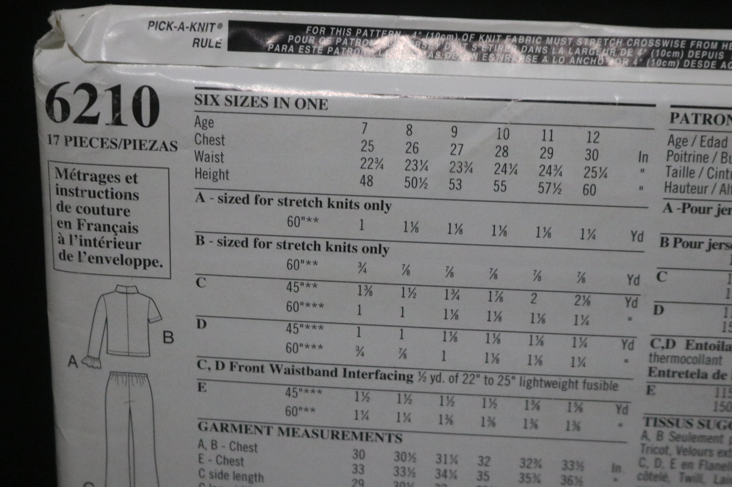 New Look 6210 Girls Jacket Top Pants and Skirt Sewing Pattern UNCUT Size 7 - 12