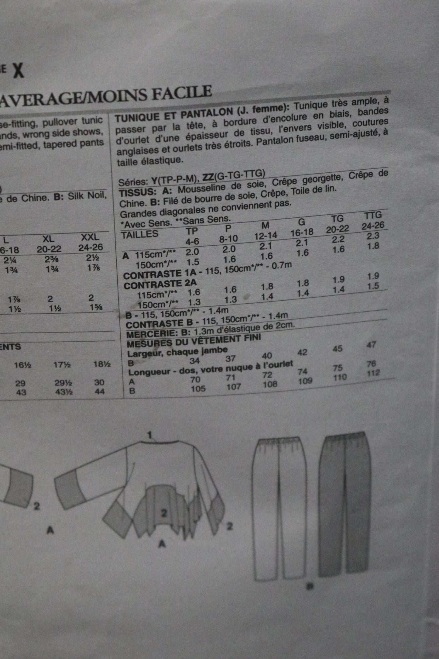 Vogue 1491 Zandra Rhodes Misses Tunic and Pants Sewing Pattern - UNCUT - Size Lrg XLG XXL