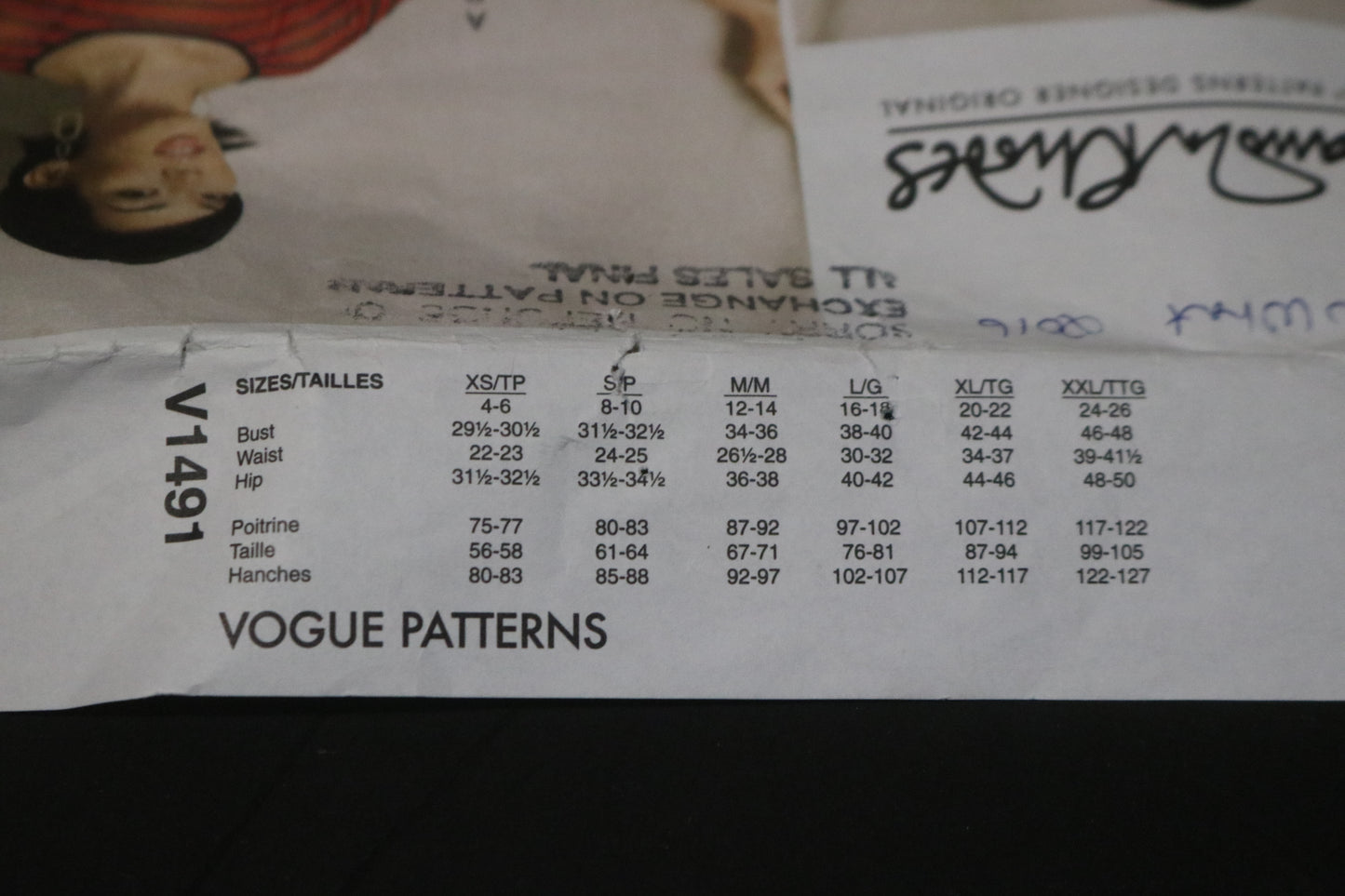 Vogue 1491 Zandra Rhodes Misses Tunic and Pants Sewing Pattern - UNCUT - Size Lrg XLG XXL