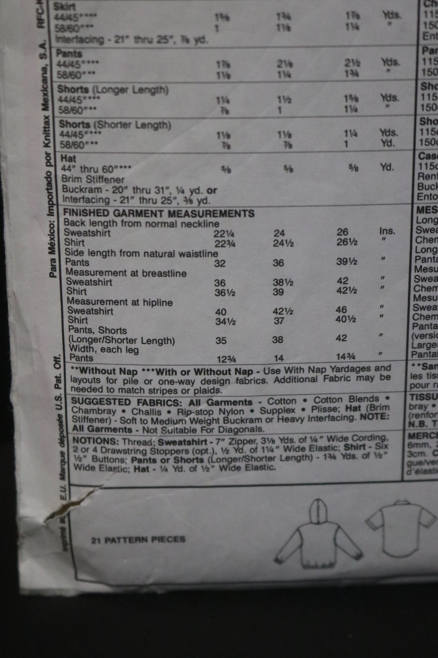 McCalls 5304 Boys and Girls Sweatshirt, Shirt, Pants or Shorts and Hat Sewing Pattern UNCUT Size Medium (8,10)