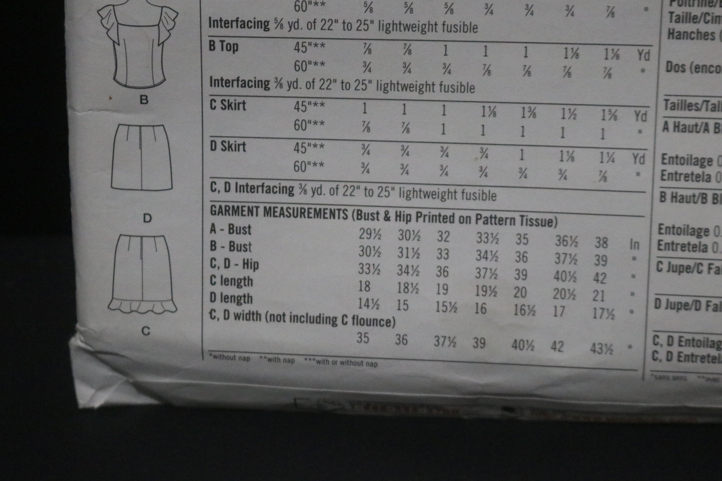 Simplicity 5666 Juniors Skirt in Two LEngths and Tops  Sewing Pattern  UNCUT Size 3/4 - 9/10