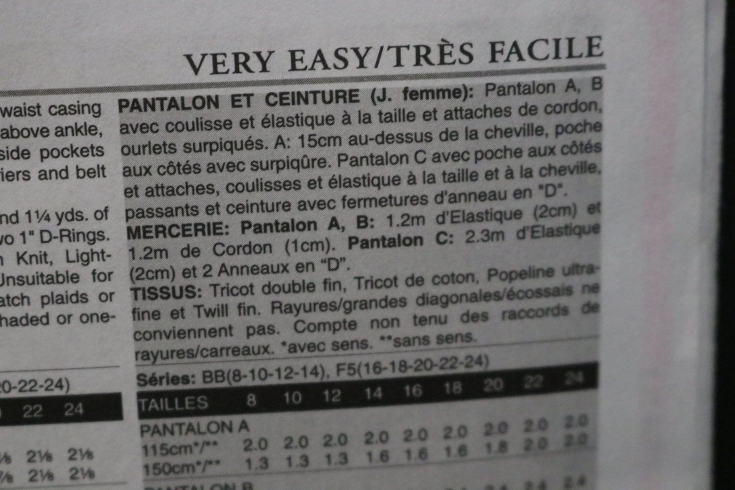 Vogue 8584 Misses Pants and Belt Sewing Pattern - UNCUT - Size 16 18 20 22 24