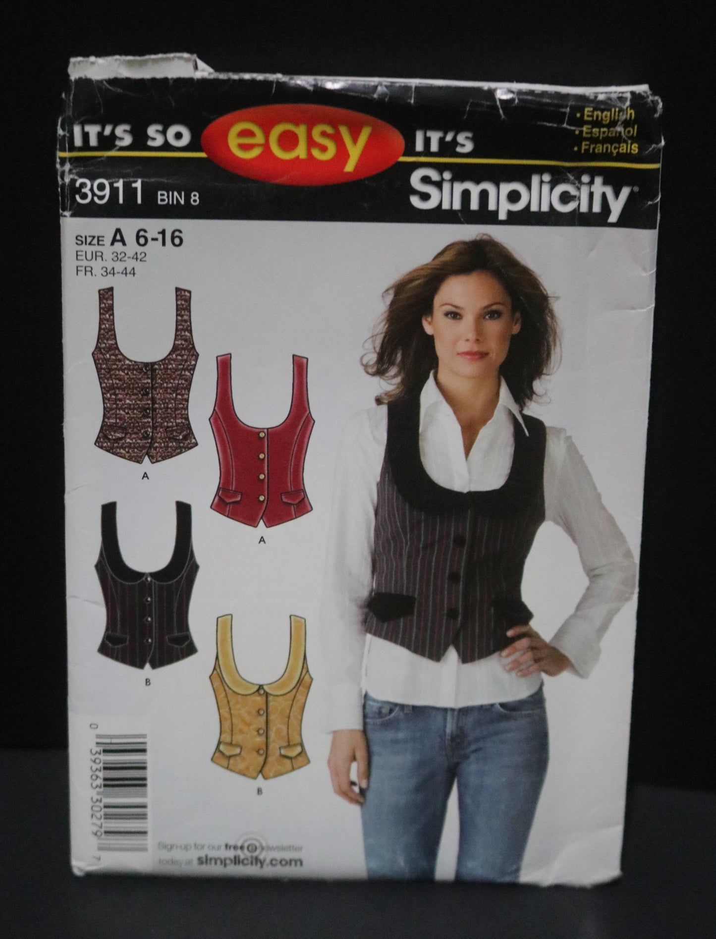 Simplicity 3911 Misses Lined Vest Sewing Pattern - UNCUT - Size 6 - 16