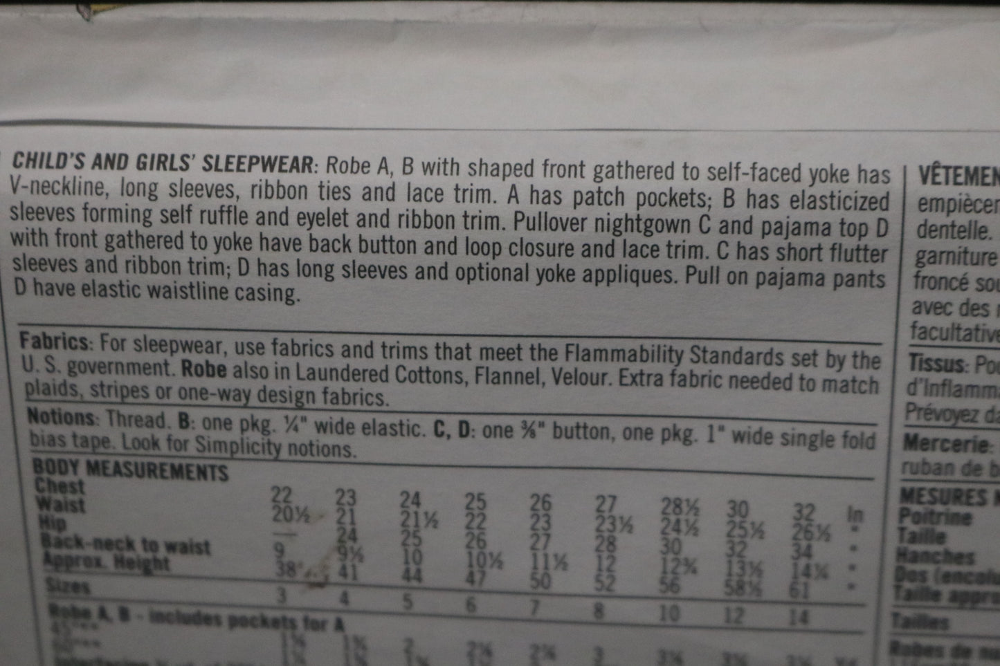 Simplicity 8488 Girls Sleepwear Sewing Pattern UNCUT Size 7 8 10 12