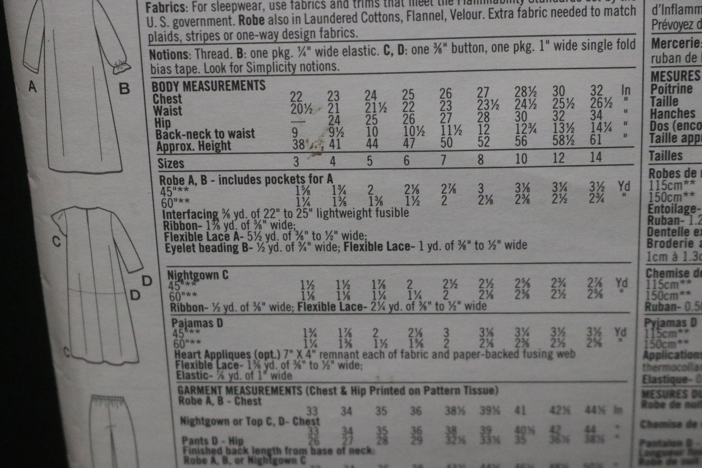 Simplicity 8488 Girls Sleepwear Sewing Pattern UNCUT Size 7 8 10 12