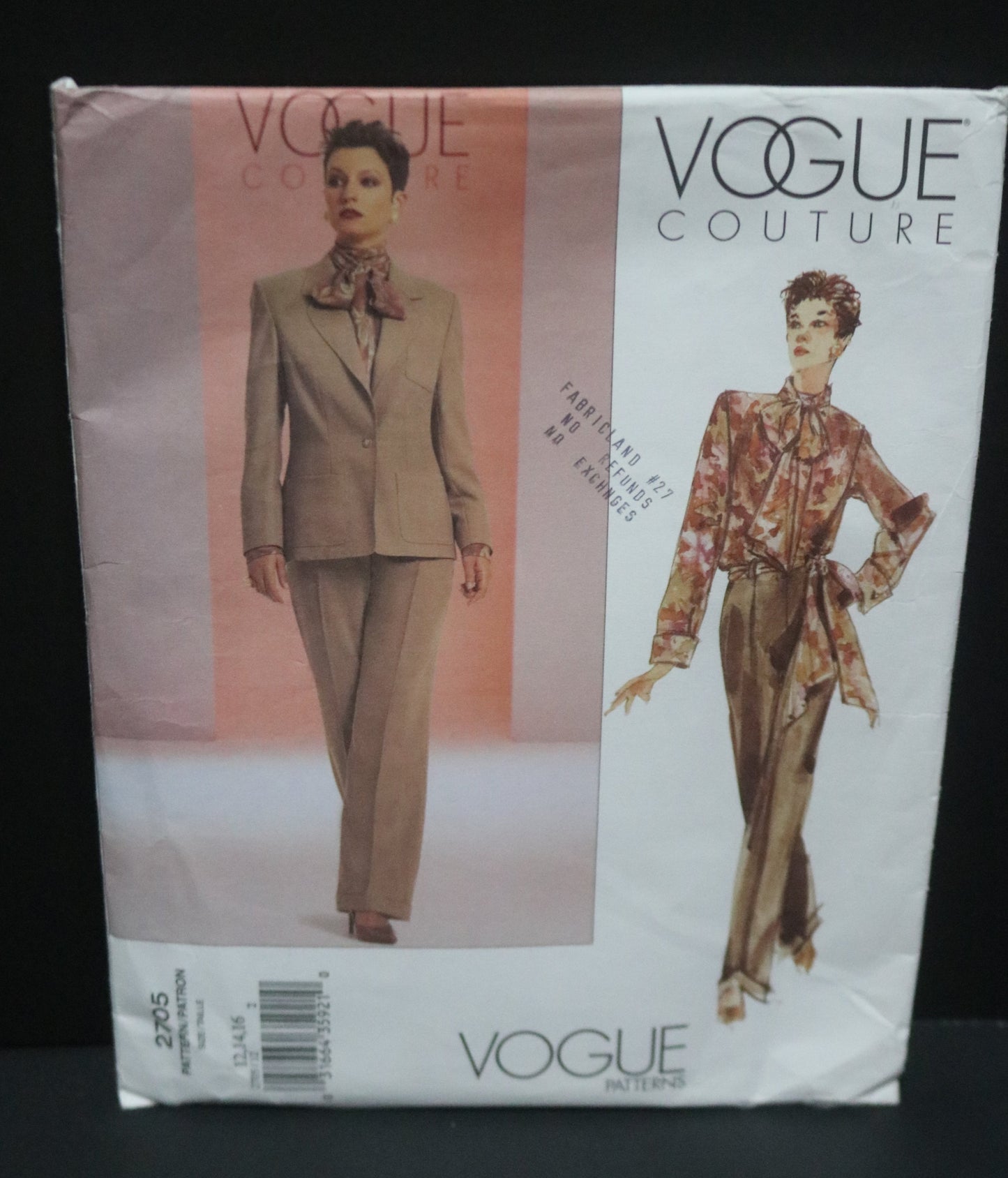 Vogue 2705 Misses /  Misses Petite Jacket, Blouse Pants and Sash Sewing Pattern - UNCUT -  Size 12 14 16