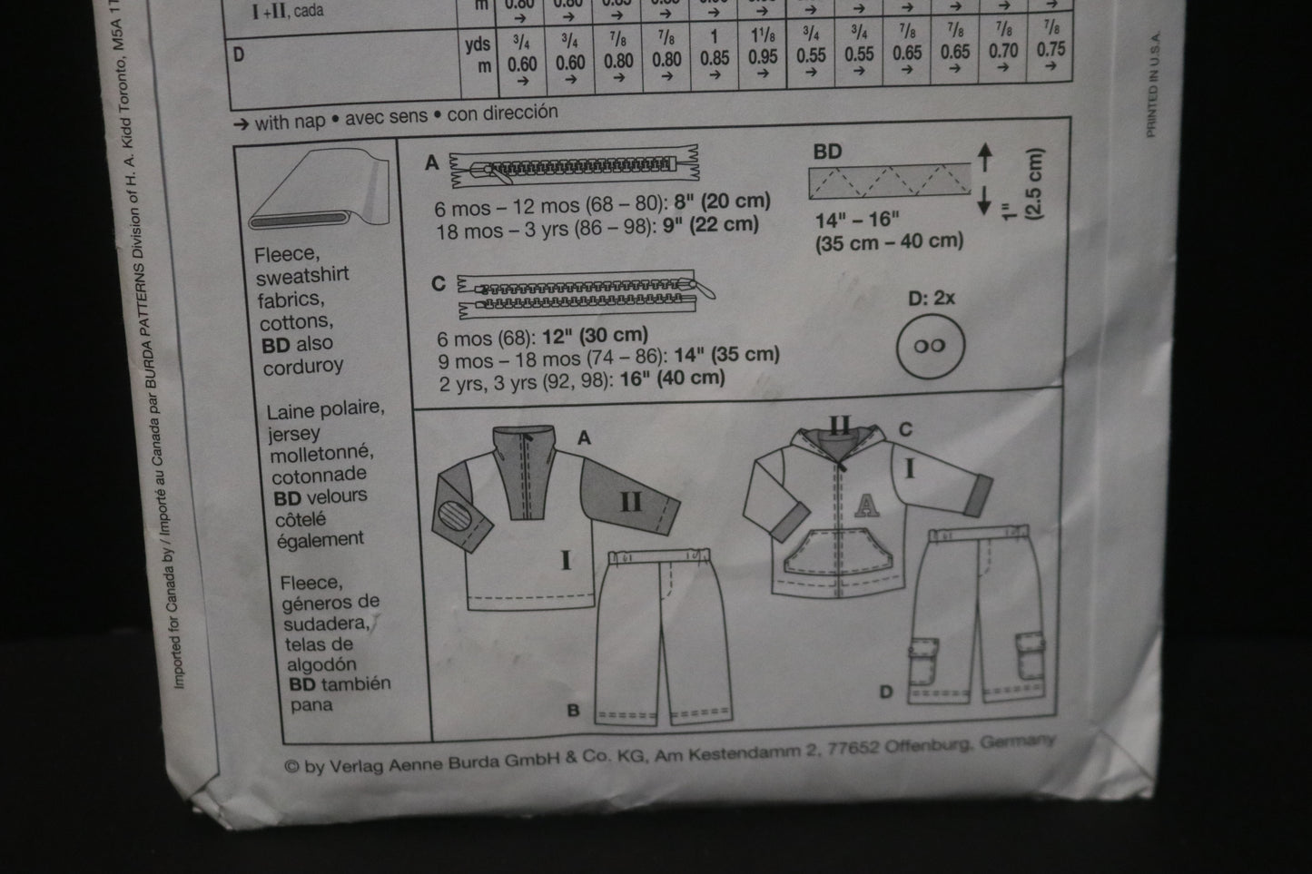 Burda 9716 INfants Toddlers Boys Jacket Shirt and Pants Sewing Pattern - UNCUT - Size 6M 9M 12M 18M 2 3