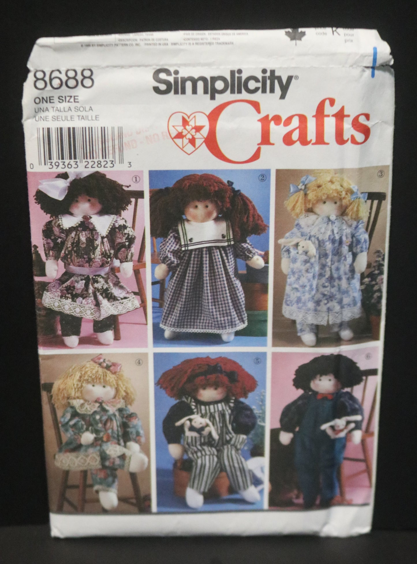 Simplicity 8688 Stuffed Doll and Doll Clothes Sewing Pattern UNCUT