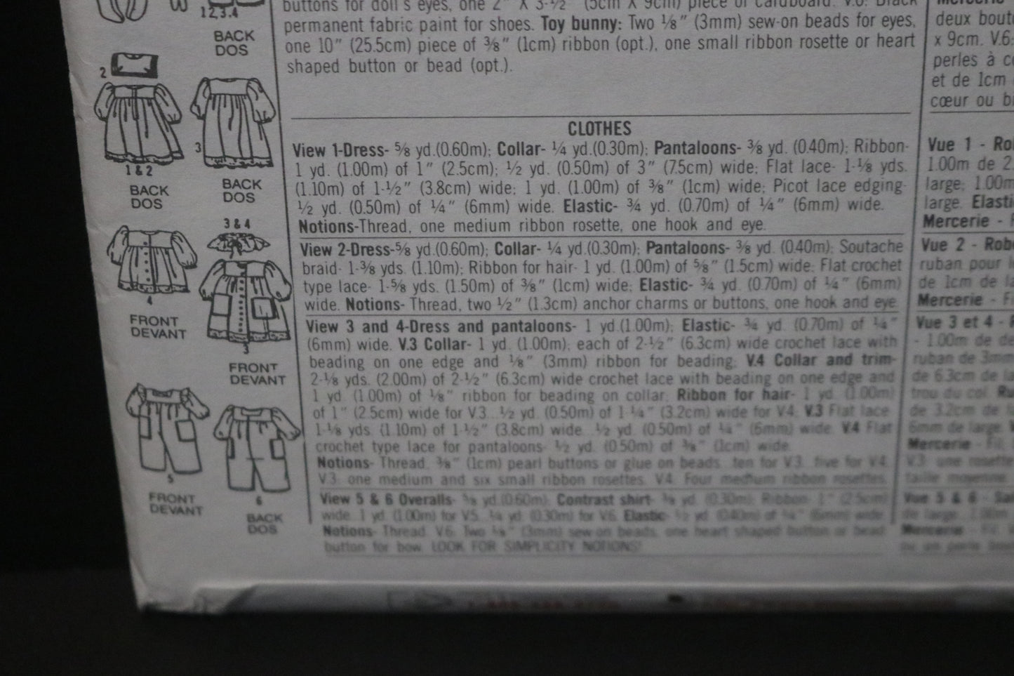 Simplicity 8688 Stuffed Doll and Doll Clothes Sewing Pattern UNCUT