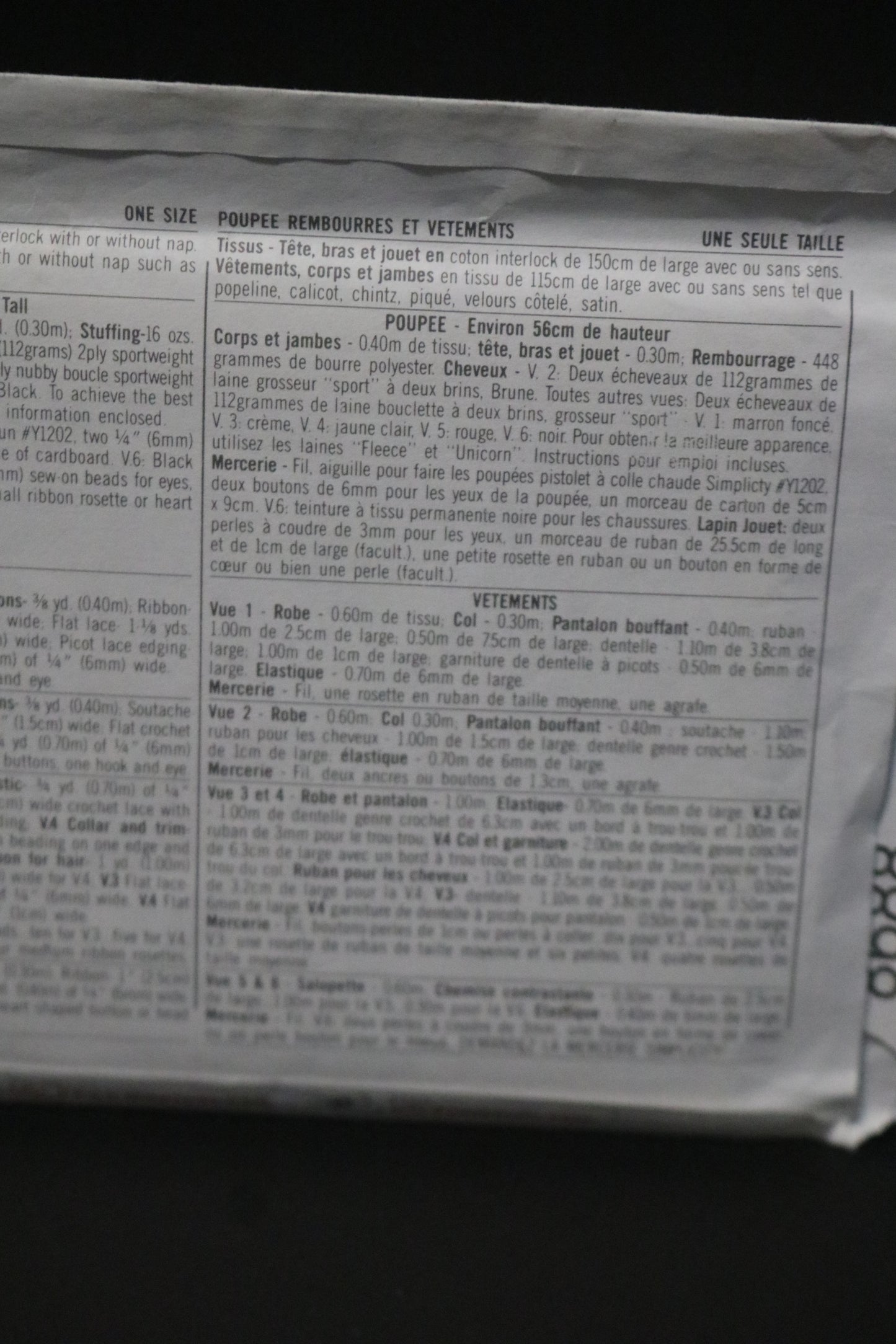 Simplicity 8688 Stuffed Doll and Doll Clothes Sewing Pattern UNCUT