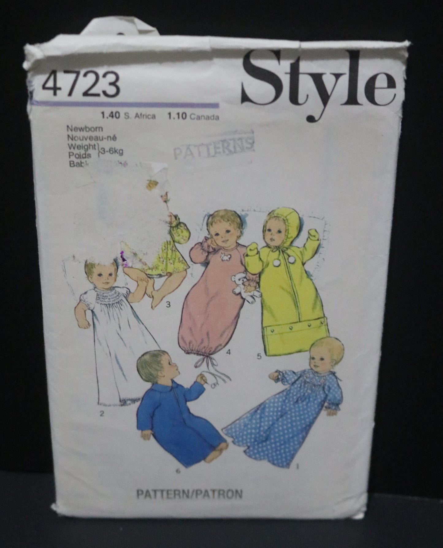 Style 4723 Layette in Two Sizes Sewing Pattern - UNCUT - Size Newborn ( 3 - 6 lbs)