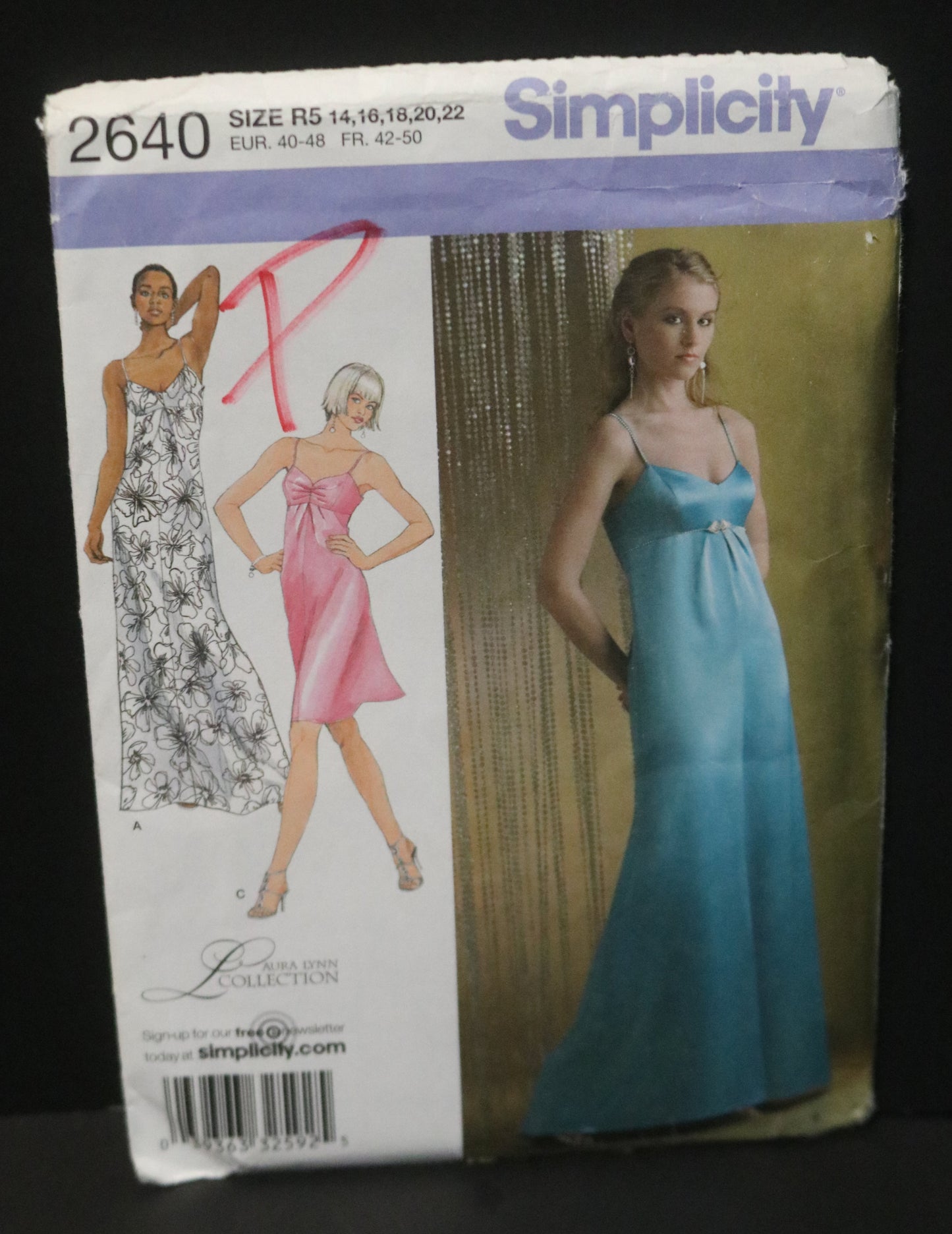 Simplicity 2640 Misses Evening Dress in Two Lengths with Back Variations Sewing Pattern UNCUT Size 14 16 18 20 22
