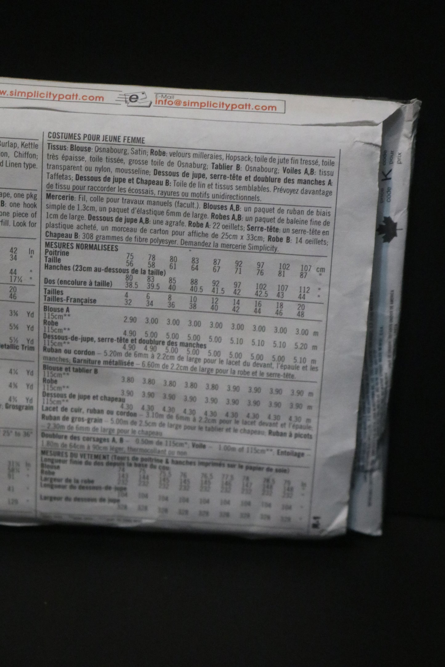 Simplicity 7756  Misses Medieval Costumes Sewing Pattern - UNCUT - Size 16 18 20