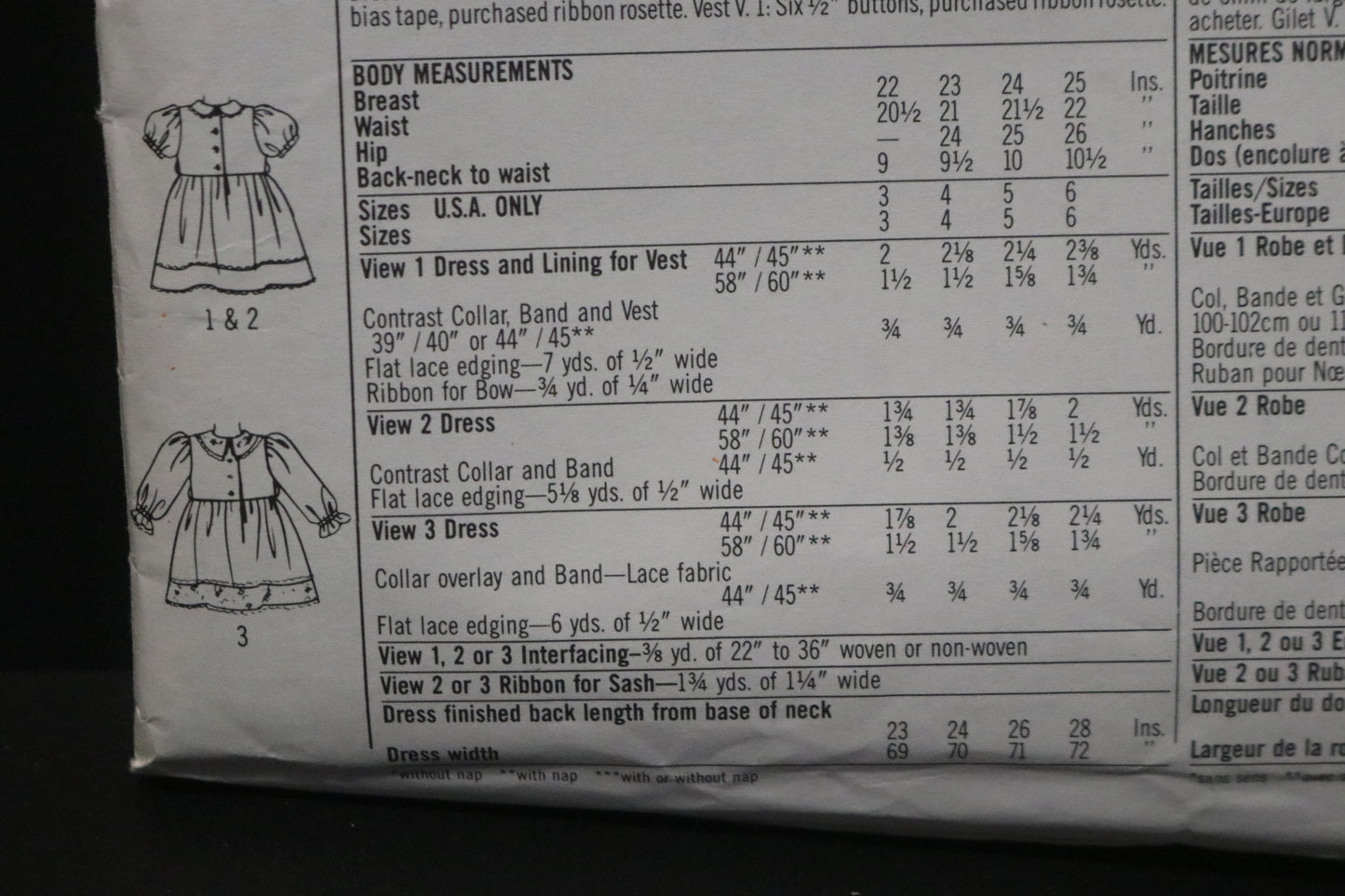Simplicity 8405 Girls and Childs Dress and Lined Vest Sewing Pattern - UNCUT - Size 4 5 6
