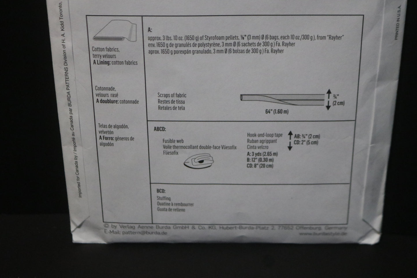 Burda 9511  Soft Toys Playthings Blocks Sewing Pattern UNCUT