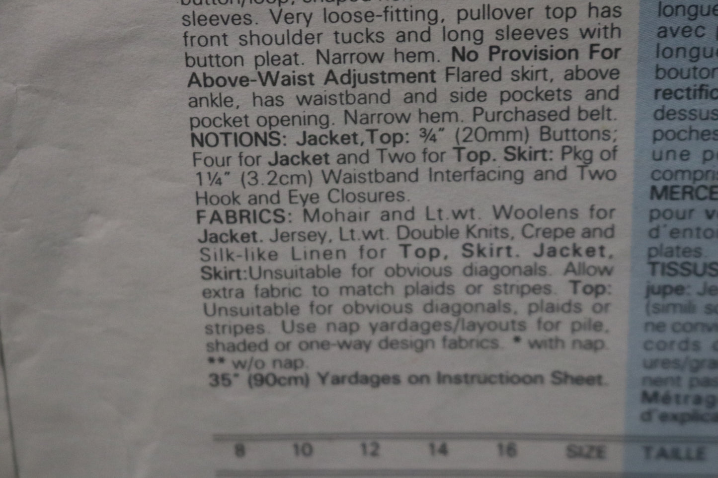 Vogue 1985 ADRI Misses Jacket Top and Skirt Sewing Pattern - UNCUT - Size 14