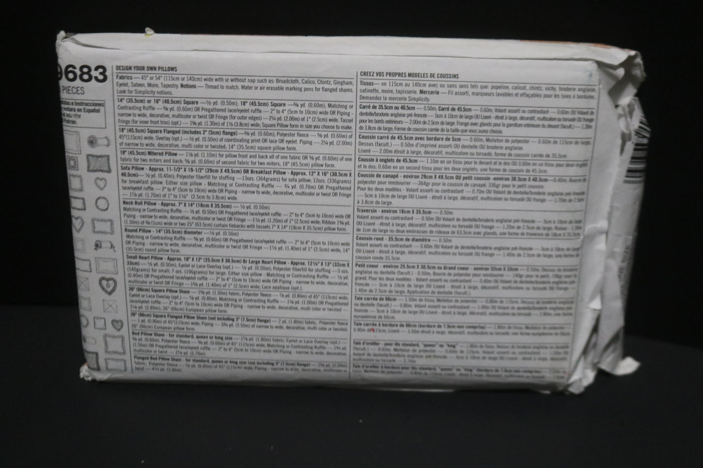 Simplicity 9683 Design Your Own Pillows Sewing Pattern - UNCUT